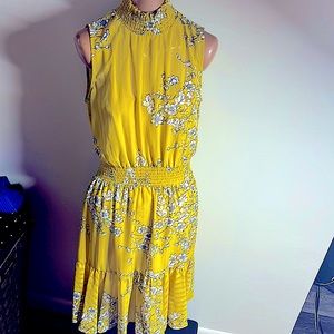 Mockneck fit & flare sleeveless midi dress